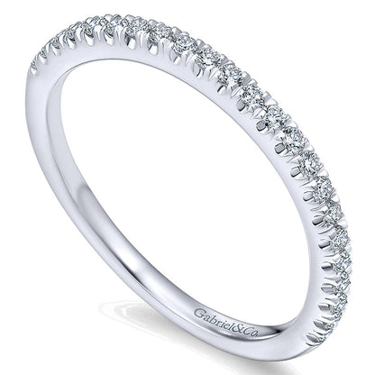 Wedding Band 14k White Gold Diamond Curved
