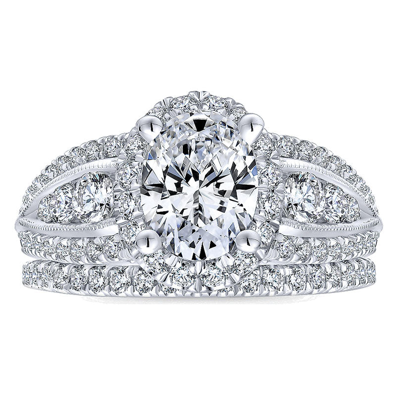 Wedding Band 14k White Gold Diamond Curved