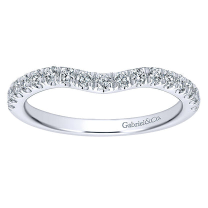 Wedding Band 14k White Gold Diamond Curved