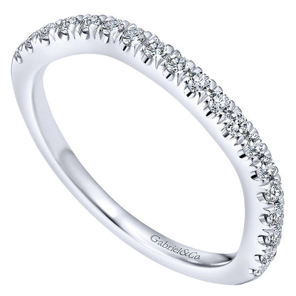 Wedding Band 14k White Gold Diamond Curved