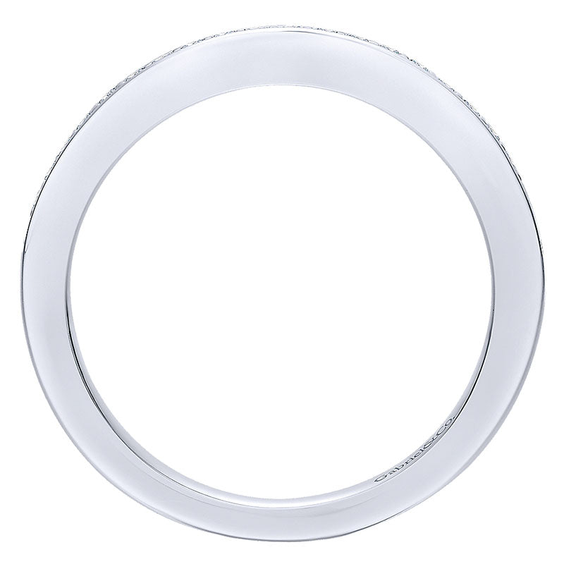 Wedding Band 14k White Gold Diamond Curved