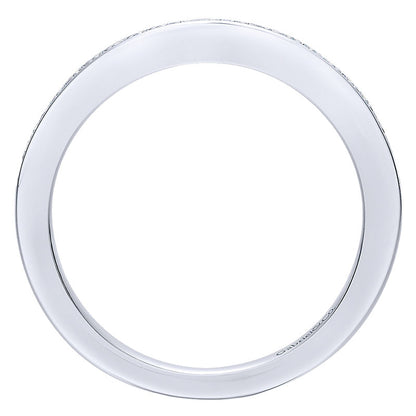 Wedding Band 14k White Gold Diamond Curved