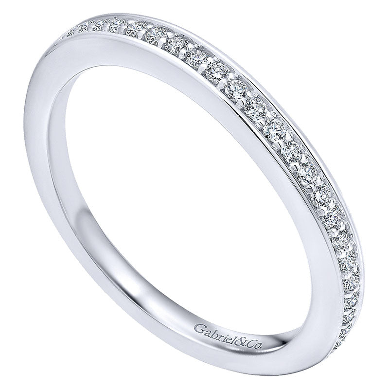 Wedding Band 14k White Gold Diamond Curved
