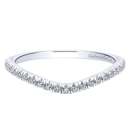 Wedding Band 14k White Gold Diamond Curved
