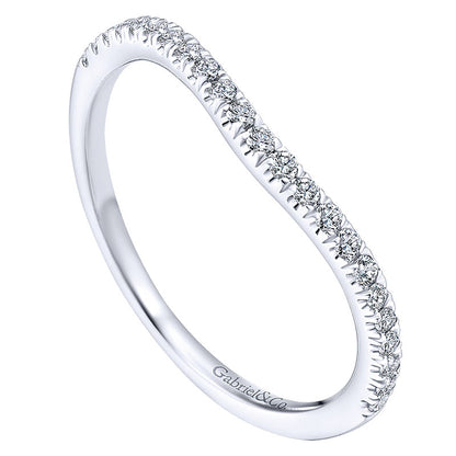 Wedding Band 14k White Gold Diamond Curved