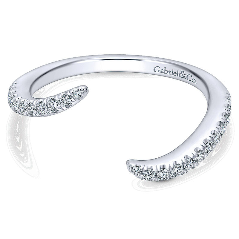 Wedding Band 14k White Gold Diamond Curved
