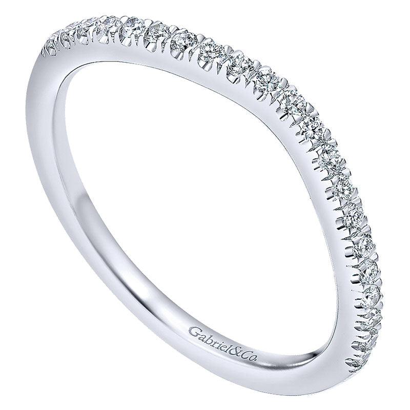 Wedding Band 14k White Gold Diamond Curved