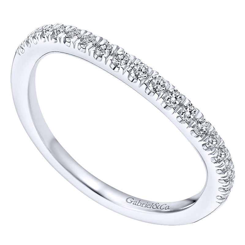 Wedding Band 14k White Gold Diamond Curved