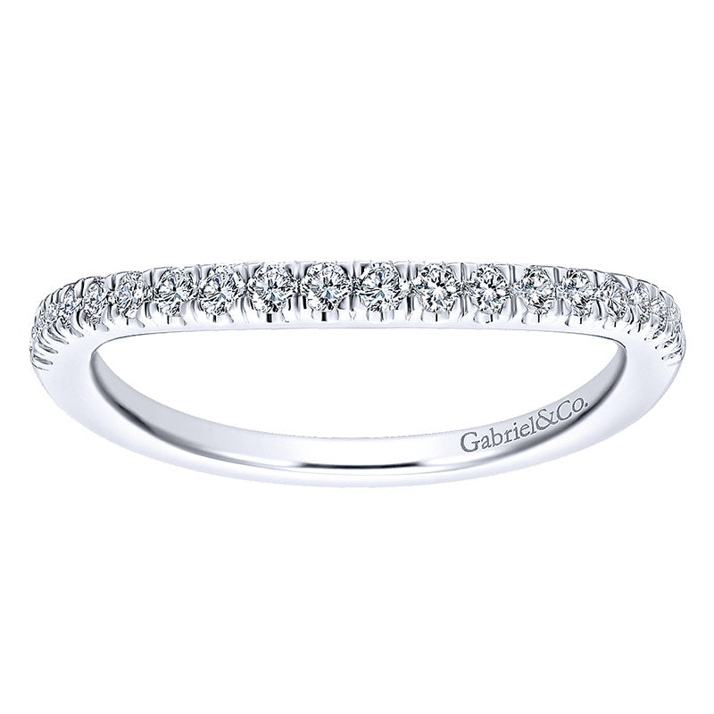 Wedding Band 14k White Gold Diamond Curved