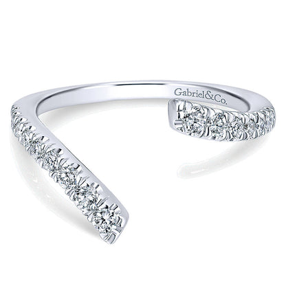 Wedding Band 14k White Gold Diamond Curved