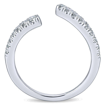 Wedding Band 14k White Gold Diamond Curved
