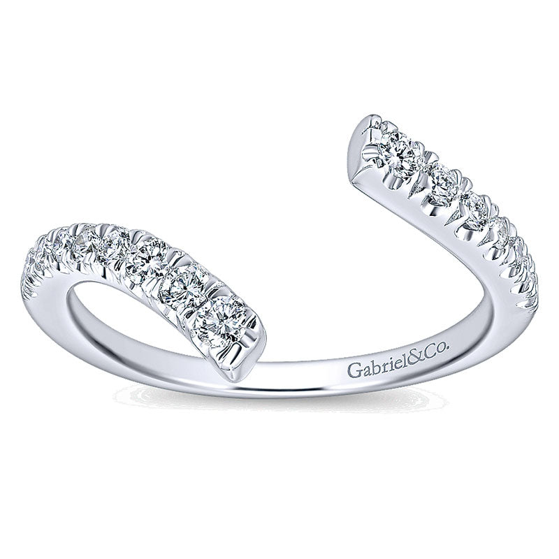 Wedding Band 14k White Gold Diamond Curved