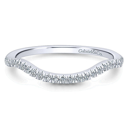 Wedding Band 14k White Gold Diamond Curved
