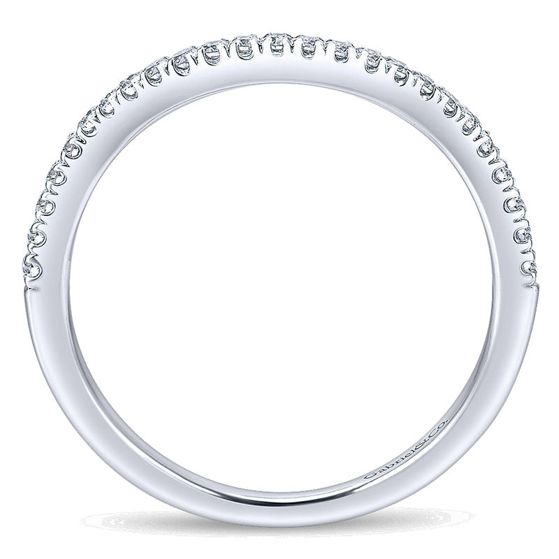 Wedding Band 14k White Gold Diamond Curved