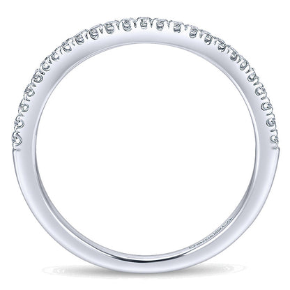 Wedding Band 14k White Gold Diamond Curved