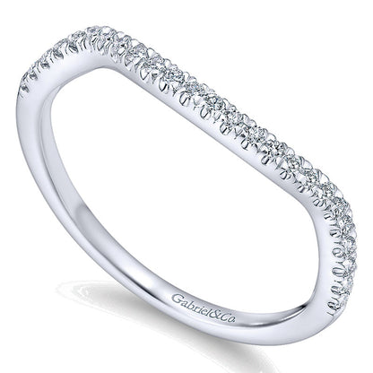 Wedding Band 14k White Gold Diamond Curved