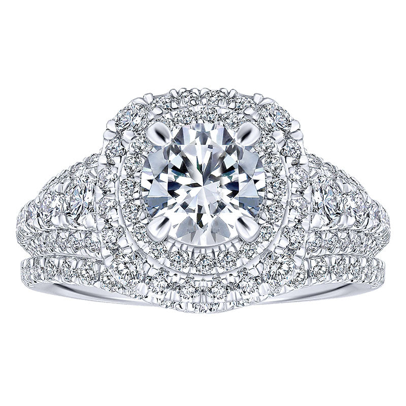 Wedding Band 14k White Gold Diamond Curved