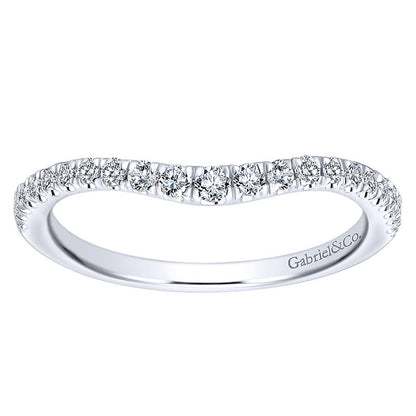 Wedding Band 14k White Gold Diamond Curved