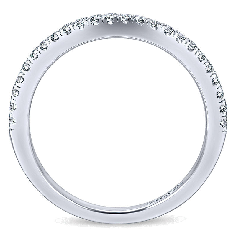Wedding Band 14k White Gold Diamond Curved