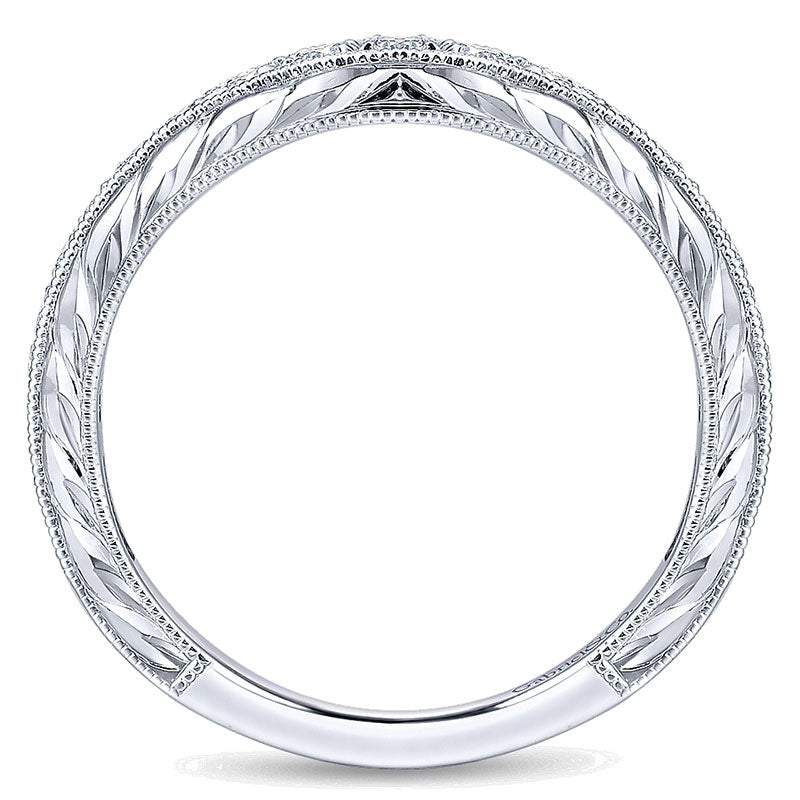Wedding Band 14k White Gold Diamond Curved