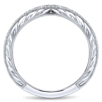 Wedding Band 14k White Gold Diamond Curved