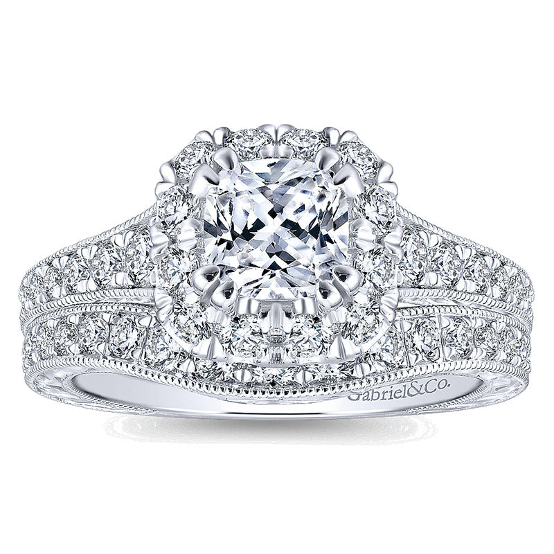 Wedding Band 14k White Gold Diamond Curved