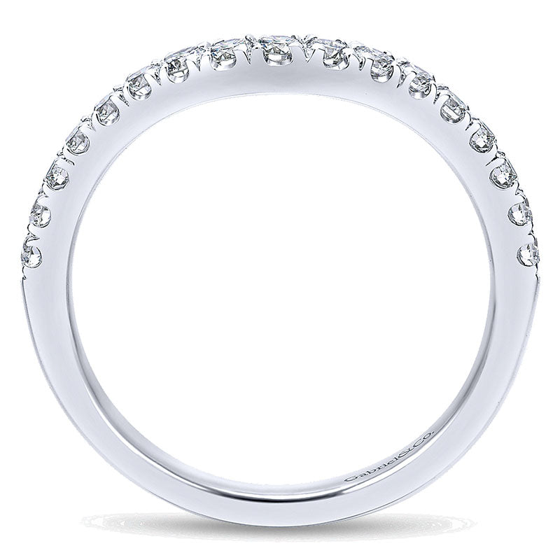 Wedding Band 14k White Gold Diamond Curved