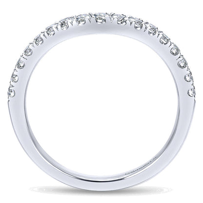 Wedding Band 14k White Gold Diamond Curved