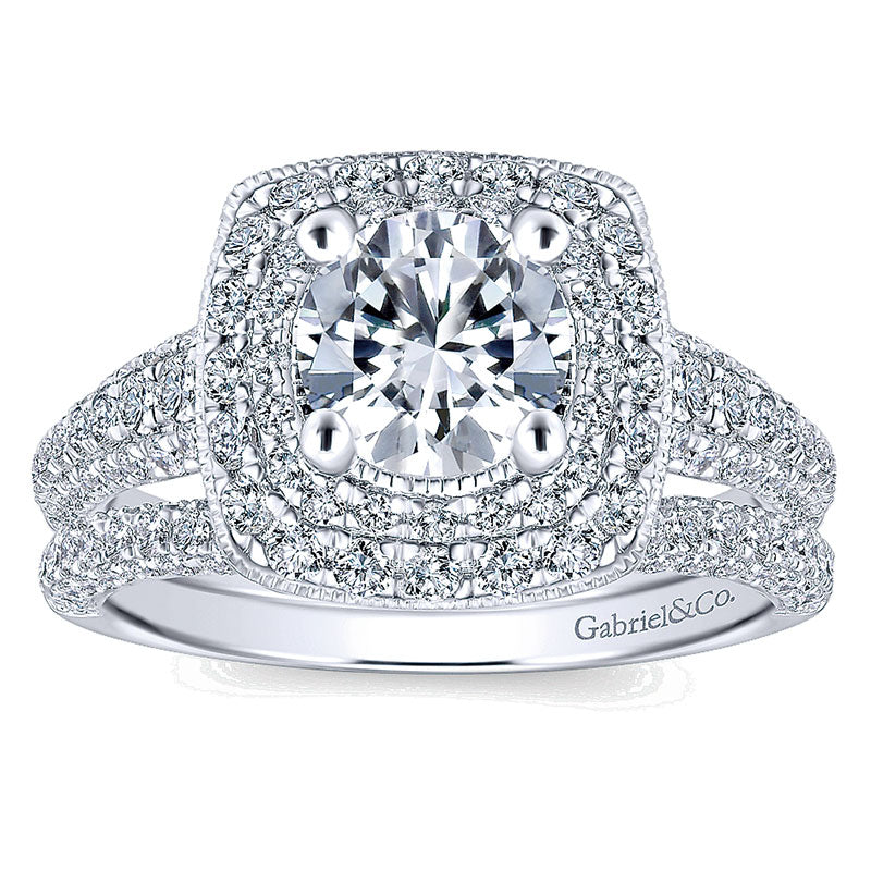 Wedding Band 14k White Gold Diamond Curved