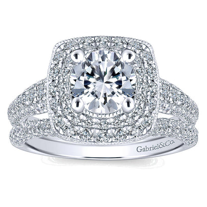 Wedding Band 14k White Gold Diamond Curved