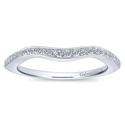 Wedding Band 14k White Gold Diamond Curved