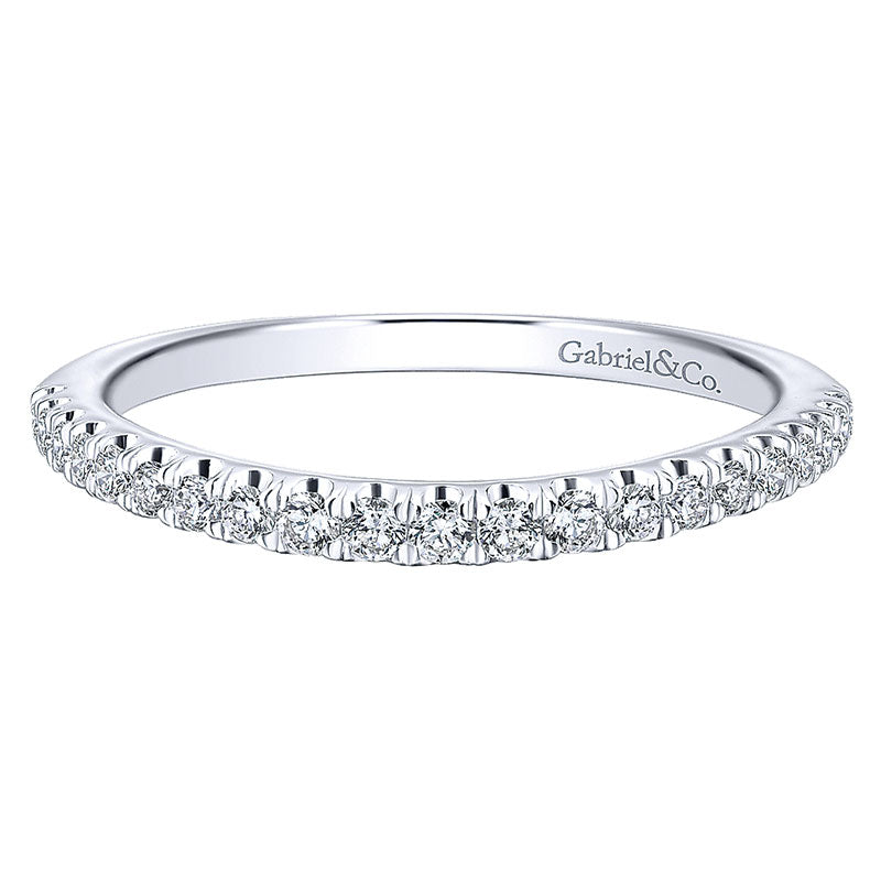 Wedding Band 14k White Gold Diamond Curved