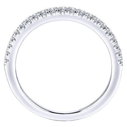 Wedding Band 14k White Gold Diamond Curved