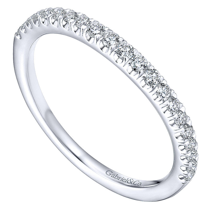 Wedding Band 14k White Gold Diamond Curved