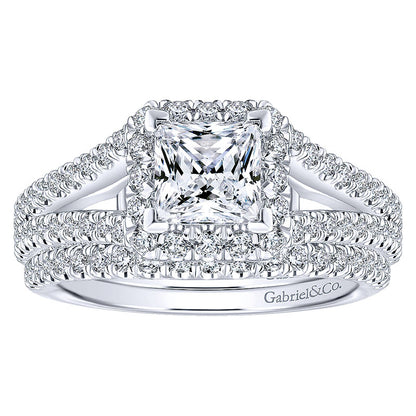 Wedding Band 14k White Gold Diamond Curved