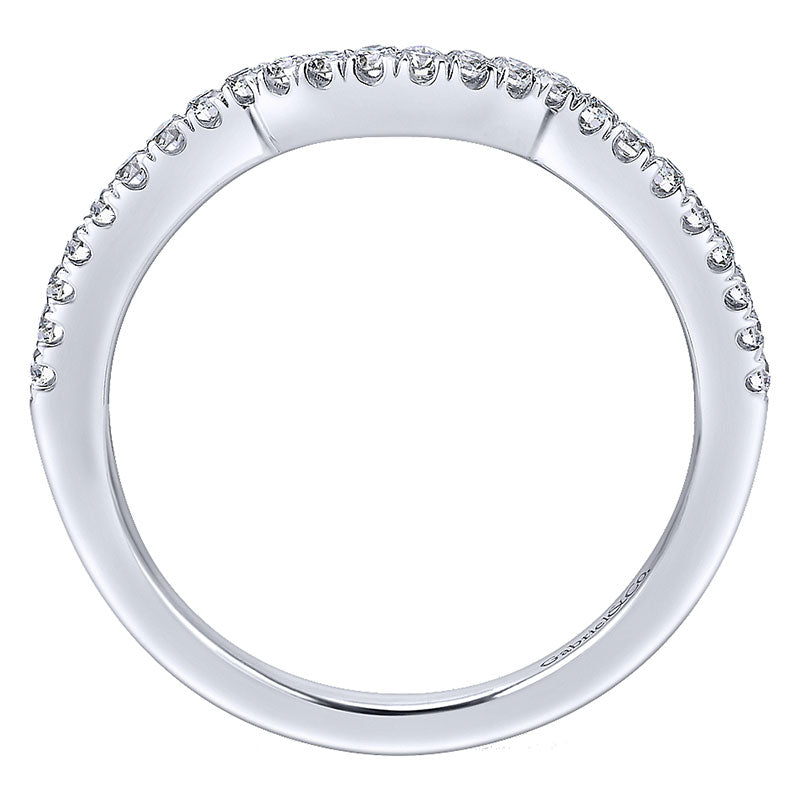 Wedding Band 14k White Gold Diamond Curved