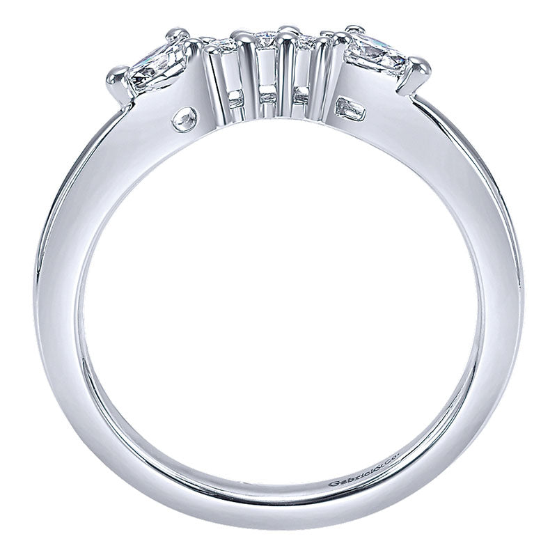 Wedding Band 14k White Gold Diamond Curved