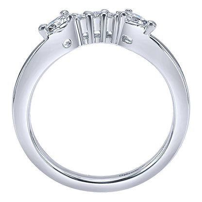 Wedding Band 14k White Gold Diamond Curved