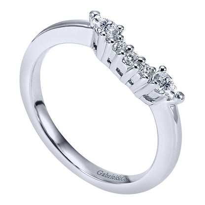 Wedding Band 14k White Gold Diamond Curved