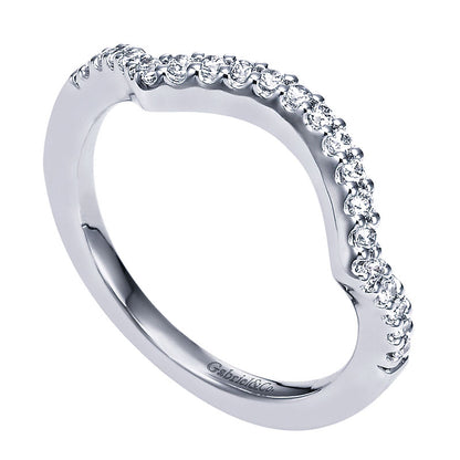 Wedding Band 14k White Gold Diamond Curved