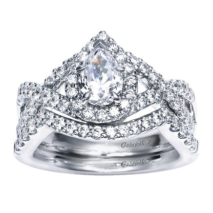 Wedding Band 14k White Gold Diamond Curved
