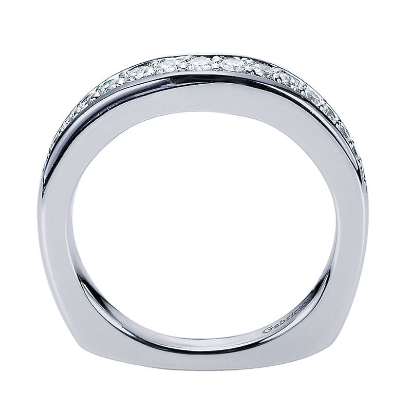 Wedding Band 14k White Gold Diamond Curved