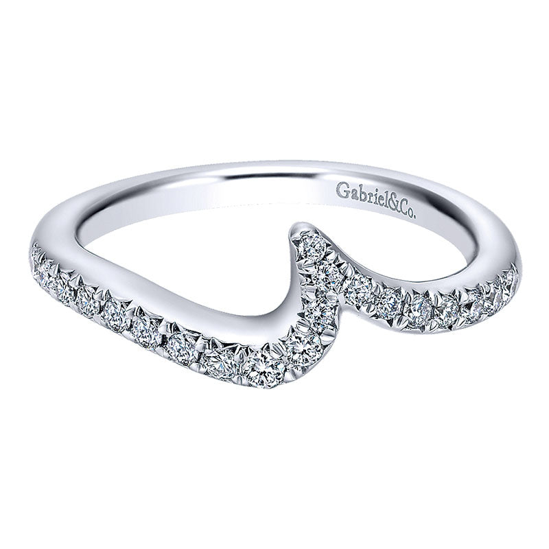 Wedding Band 14k White Gold Diamond Curved