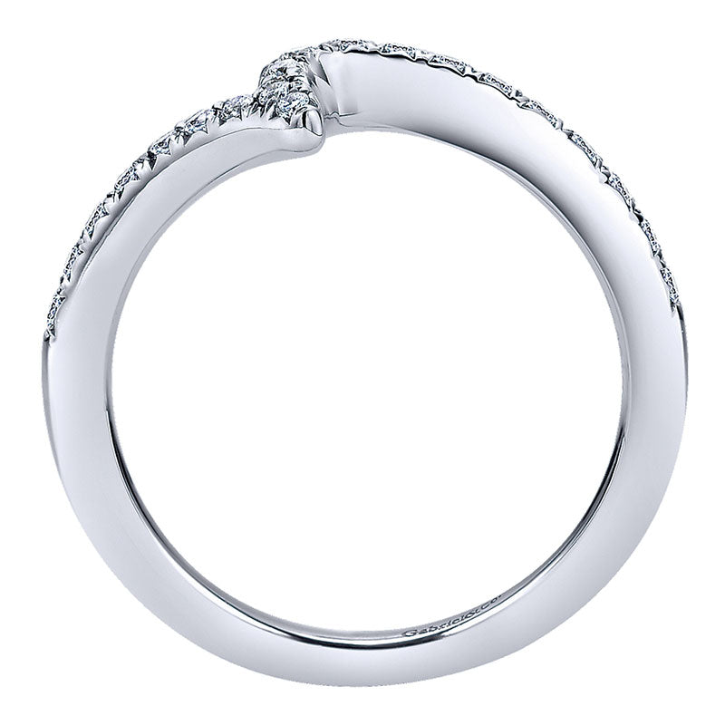 Wedding Band 14k White Gold Diamond Curved