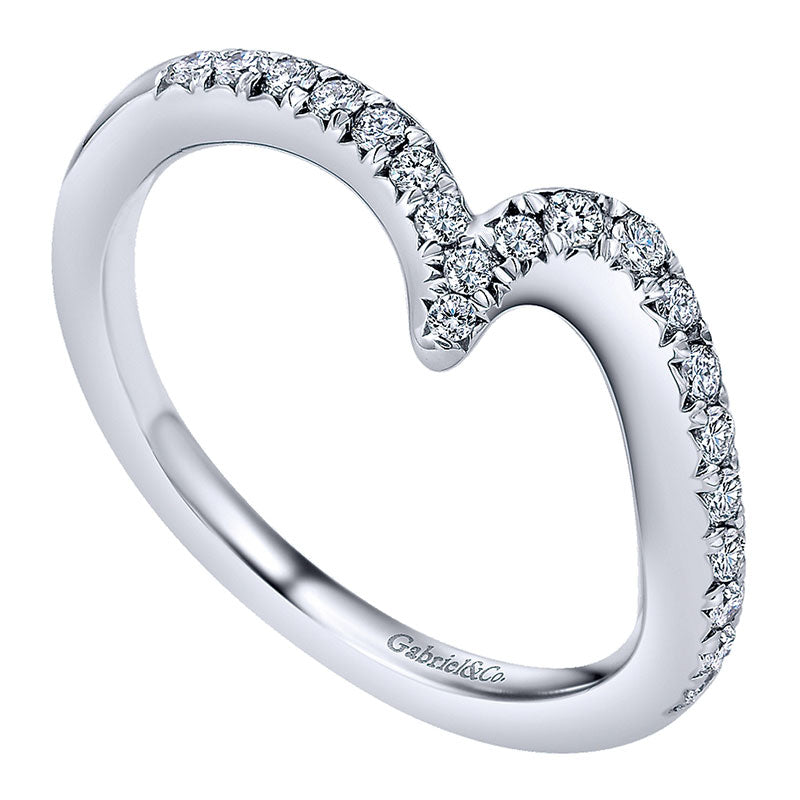 Wedding Band 14k White Gold Diamond Curved