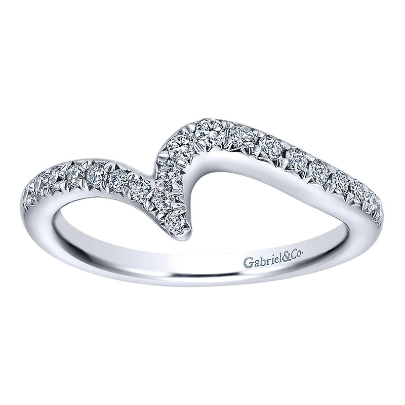 Wedding Band 14k White Gold Diamond Curved
