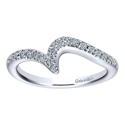 Wedding Band 14k White Gold Diamond Curved