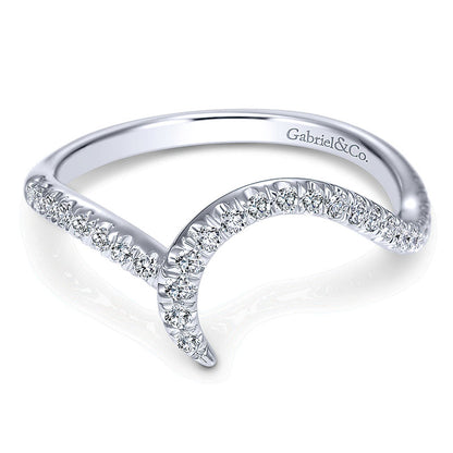Wedding Band 14k White Gold Diamond Curved