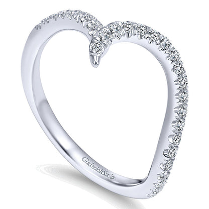 Wedding Band 14k White Gold Diamond Curved