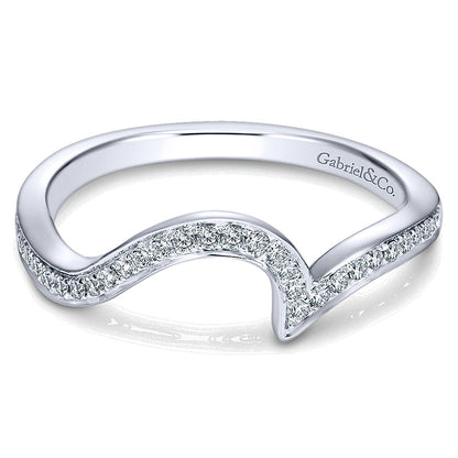 Wedding Band 14k White Gold Diamond Curved